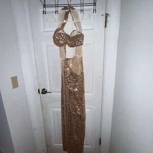 Sequin Halter Maxi Dress